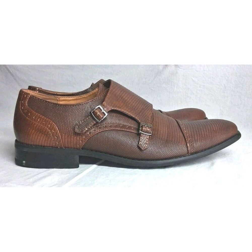 Amali Mens 8.5 Double Monk Strap Formal Designer Dress Shoes Business Wedding